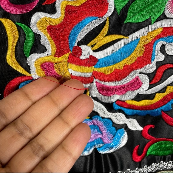 Jaded Gypsy Women’s S/M Embroidered Oversized Denim Shacket Floral Colorful Boho - Picture 8 of 11